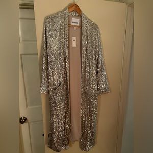 NWT Silver Sequin Duster, Sz M